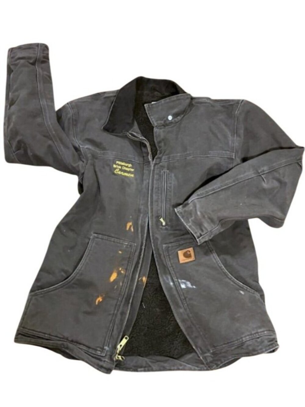 Carhartt C61 GVL Sandstone Ridge Jacket M Sherpa Duck Canvas Union Distressed